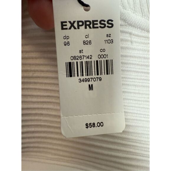 Two Express Crop Tops Black White One Shoulder NWT Medium - Picture 3 of 6